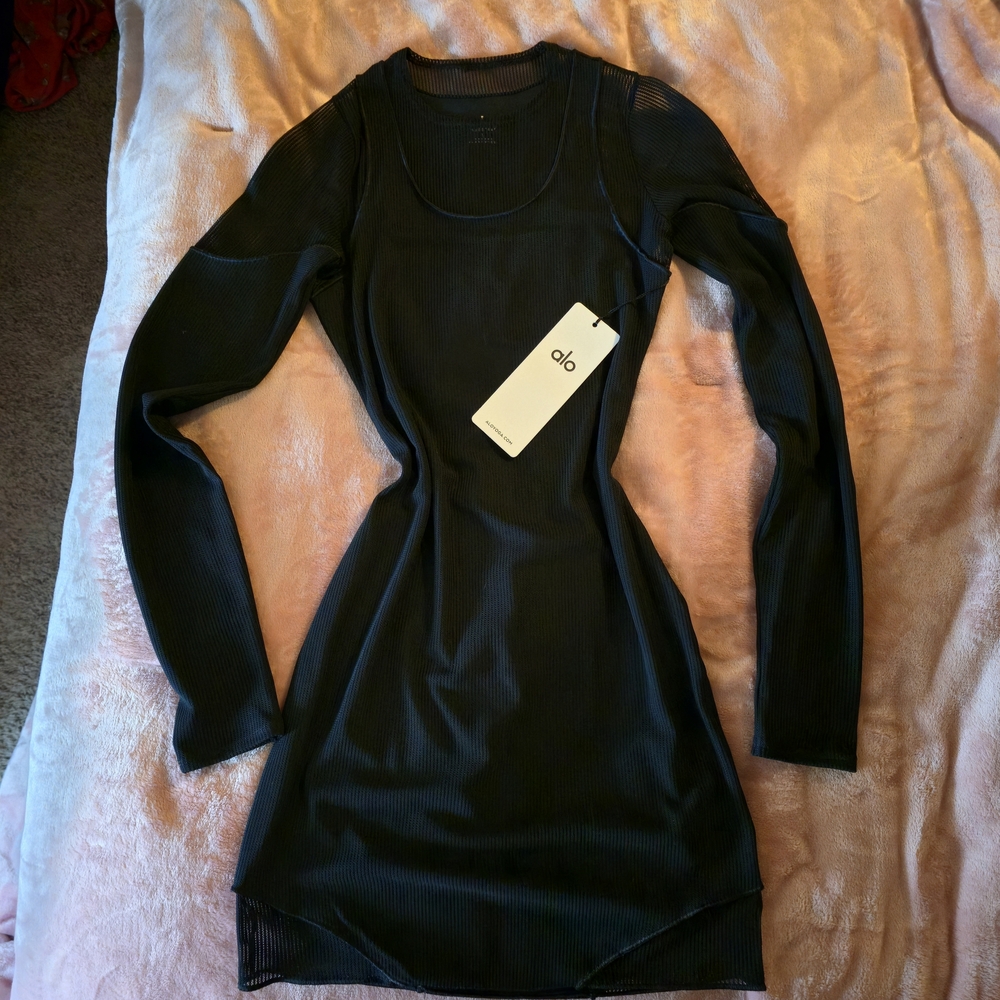 ALO Yoga Striped Mesh Synergy Dress